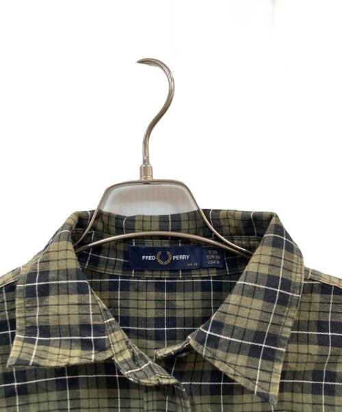 FRED PERRY（フレッドペリー）FRED PERRY (フレッドペリー) CHECK OXFORD SHIRT DRESS シャツワンピース グリーン サイズ:36の古着・服飾アイテム
