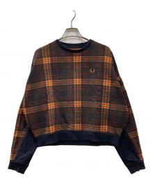FRED PERRY（フレッドペリー）の古着「TARTAN SWEATSHIRT」｜オレンジ×ネイビー