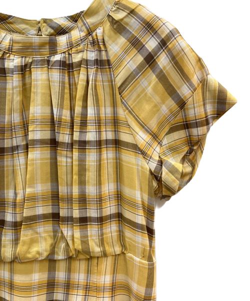 Mystrada（マイストラーダ）Mystrada (マイストラーダ) チェックギャザーワンピース イエロー サイズ:38の古着・服飾アイテム