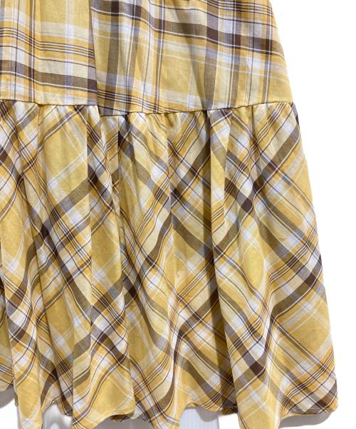 Mystrada（マイストラーダ）Mystrada (マイストラーダ) チェックギャザーワンピース イエロー サイズ:38の古着・服飾アイテム