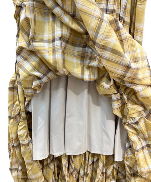 Mystrada（マイストラーダ）Mystrada (マイストラーダ) チェックギャザーワンピース イエロー サイズ:38の古着・服飾アイテム