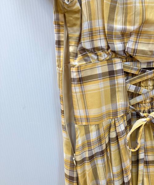 Mystrada（マイストラーダ）Mystrada (マイストラーダ) チェックギャザーワンピース イエロー サイズ:38の古着・服飾アイテム