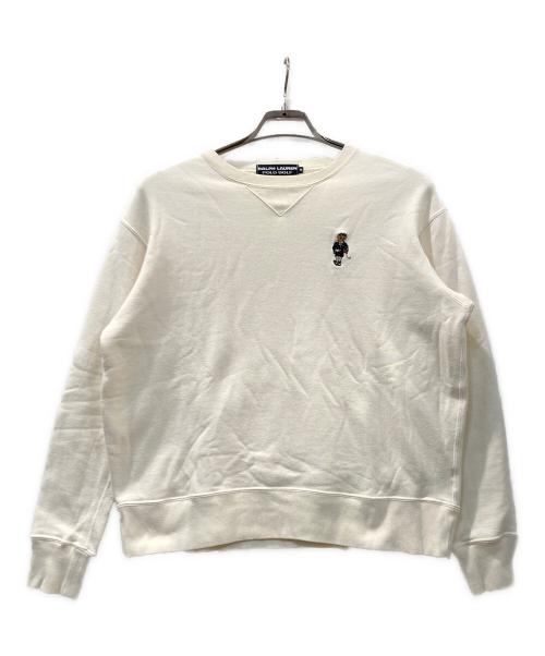 Ralph Lauren POLO GOLF（ラルフローレンポロゴルフ）Ralph Lauren POLO GOLF (ラルフローレンポロゴルフ) ポロベア刺繍クルーネックスウェット ホワイト サイズ:Mの古着・服飾アイテム