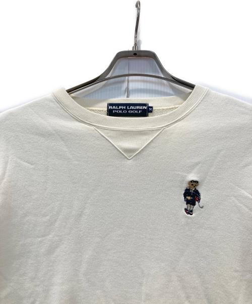 Ralph Lauren POLO GOLF（ラルフローレンポロゴルフ）Ralph Lauren POLO GOLF (ラルフローレンポロゴルフ) ポロベア刺繍クルーネックスウェット ホワイト サイズ:Mの古着・服飾アイテム