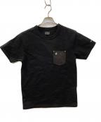 SCHOTT BROS.ショット）の古着「LEATHER POCKET T SHIRT ONE STAR ワンスター ディアスキンポケットTシャツ」｜ブラック