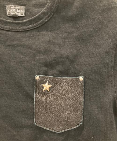SCHOTT BROS.（ショット）SCHOTT BROS. (ショット) LEATHER POCKET T SHIRT ONE STAR ワンスター ディアスキンポケットTシャツ ブラック サイズ:Sの古着・服飾アイテム