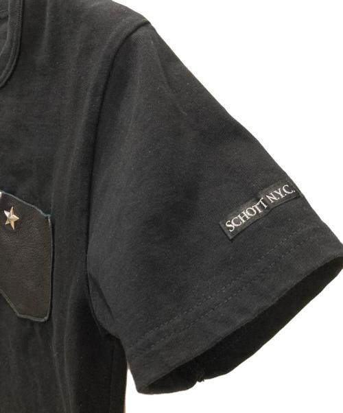 SCHOTT BROS.（ショット）SCHOTT BROS. (ショット) LEATHER POCKET T SHIRT ONE STAR ワンスター ディアスキンポケットTシャツ ブラック サイズ:Sの古着・服飾アイテム