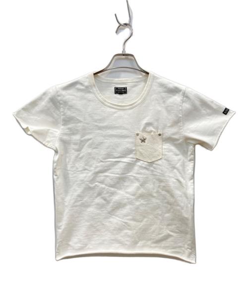 SCHOTT BROS.（ショット）SCHOTT BROS. (ショット) ONE STAR LEATHER POCKET S/S TEE-SHIRT ヘビーオンス・革ポケワンスターTee ホワイト サイズ:XSの古着・服飾アイテム