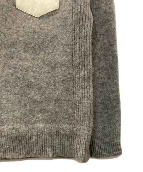 Schott（ショット）Schott (ショット) ワンスター レザー ポケット クルーネック セーター グレー サイズ:Sの古着・服飾アイテム