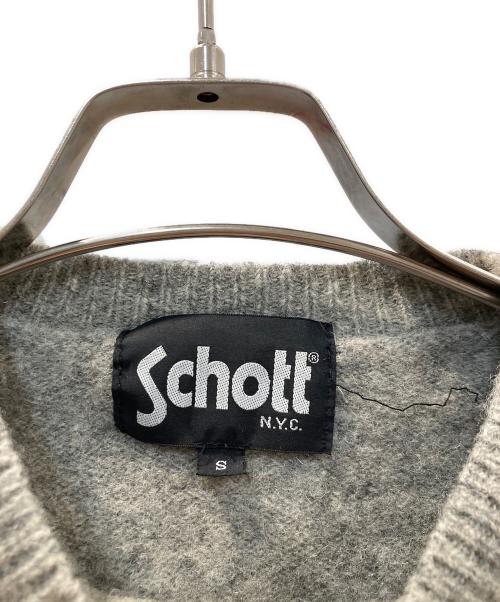 Schott（ショット）Schott (ショット) ワンスター レザー ポケット クルーネック セーター グレー サイズ:Sの古着・服飾アイテム
