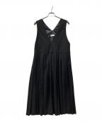 KAGUREカグレ）の古着「プリーツワンピース」｜ブラック
