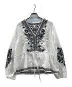 SLOBE IENAスローブ イエナ）の古着「フラワー刺繍ペプラムブラウス」｜ホワイト