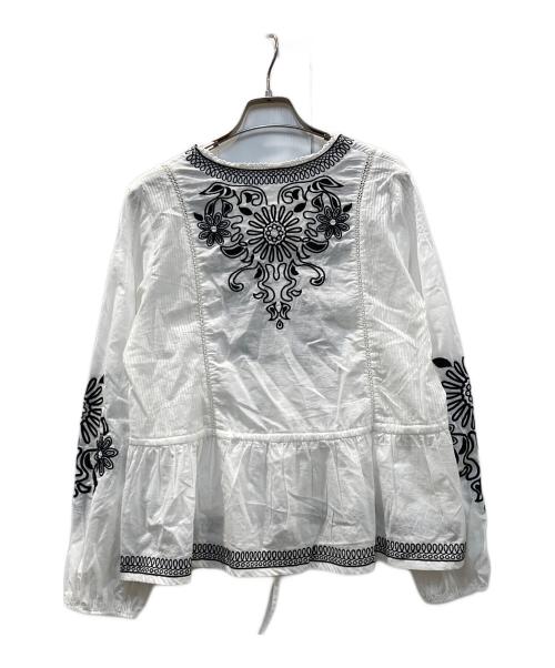 SLOBE IENA（スローブ イエナ）SLOBE IENA (スローブ イエナ) フラワー刺繍ペプラムブラウス ホワイト サイズ:-の古着・服飾アイテム