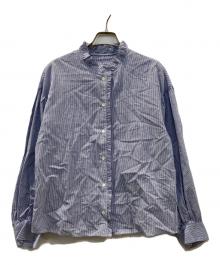 SLOBE IENA（スローブ イエナ）の古着「ミニフリルブラウス ストライプシャツ」｜ブルー