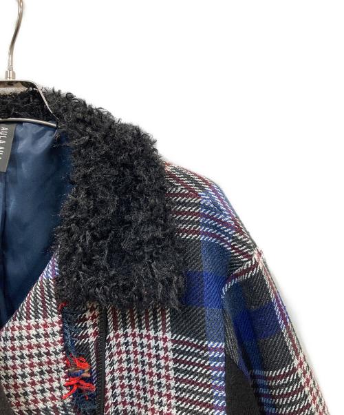 AULA AILA（アウラアイラ）AULA AILA (アウラアイラ) CHECK COMBINATION BLOUSON チェックコンビネーションブルゾン ブルー×ブラックの古着・服飾アイテム