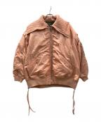 MAISON SPECIALメゾンスペシャル）の古着「Multiway Knit Collar MA-1 リバーシブルブルゾン」｜ピンク×グリーン