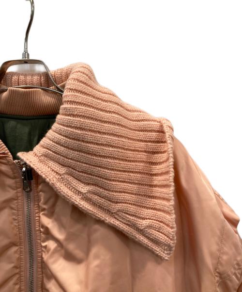 MAISON SPECIAL（メゾンスペシャル）MAISON SPECIAL (メゾンスペシャル) Multiway Knit Collar MA-1 リバーシブルブルゾン ピンク×グリーン サイズ:Mの古着・服飾アイテム