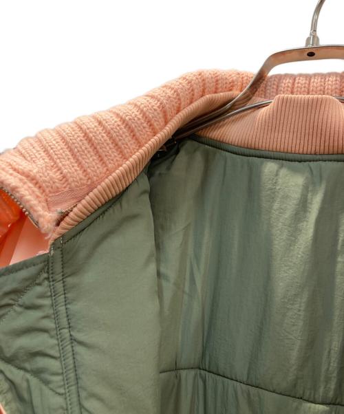 MAISON SPECIAL（メゾンスペシャル）MAISON SPECIAL (メゾンスペシャル) Multiway Knit Collar MA-1 リバーシブルブルゾン ピンク×グリーン サイズ:Mの古着・服飾アイテム