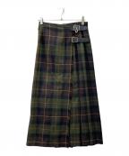 O'NEIL OF DUBLINオニールオブダブリン）の古着「ウールラップスカート」｜グリーン×ブラウン