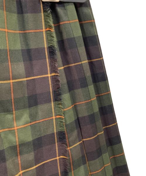 O'NEIL OF DUBLIN（オニールオブダブリン）O'NEIL OF DUBLIN (オニールオブダブリン) ウールラップスカート グリーン×ブラウン サイズ:8の古着・服飾アイテム