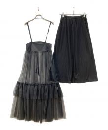 AULA AILA（アウラアイラ）の古着「2WAY TULLE TIERED SKIRT」｜ブラック