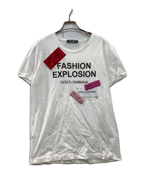 DOLCE & GABBANA（ドルチェ＆ガッバーナ）DOLCE & GABBANA (ドルチェ＆ガッバーナ) ロゴパッチTシャツ ホワイト サイズ:40の古着・服飾アイテム