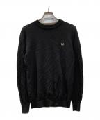 FRED PERRYフレッドペリー）の古着「TIPPED CREW NECK SWEATER」｜ブラック