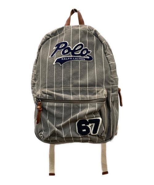 POLO RALPH LAUREN（ポロ・ラルフローレン）POLO RALPH LAUREN (ポロ・ラルフローレン) ロゴワッペンキャンバスリュック グレーの古着・服飾アイテム