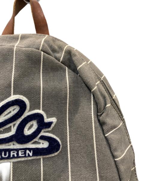 POLO RALPH LAUREN（ポロ・ラルフローレン）POLO RALPH LAUREN (ポロ・ラルフローレン) ロゴワッペンキャンバスリュック グレーの古着・服飾アイテム