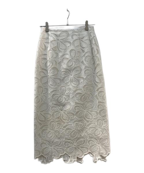 CELFORD（セルフォード）CELFORD (セルフォード) リボンレースタイトスカート ホワイト サイズ:38の古着・服飾アイテム