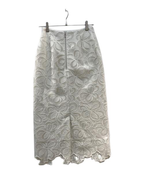 CELFORD（セルフォード）CELFORD (セルフォード) リボンレースタイトスカート ホワイト サイズ:38の古着・服飾アイテム