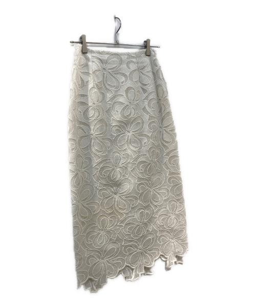 CELFORD（セルフォード）CELFORD (セルフォード) リボンレースタイトスカート ホワイト サイズ:38の古着・服飾アイテム