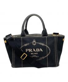 PRADA（プラダ）の古着「カナパ キャンバスハンドバッグ」｜ブラック