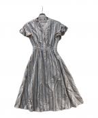 ANAYIアナイ）の古着「ドビーストライプ ラッフル ワンピース」｜ピンク