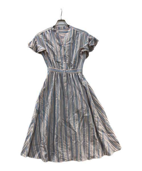 ANAYI（アナイ）ANAYI (アナイ) ドビーストライプ ラッフル ワンピース ピンク サイズ:36の古着・服飾アイテム