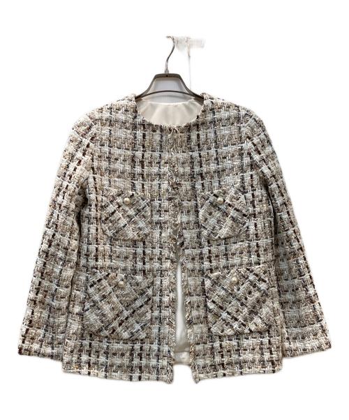 ANAYI（アナイ）ANAYI (アナイ) ラメスラブツイードロング ジャケット ベージュ サイズ:36 未使用品の古着・服飾アイテム