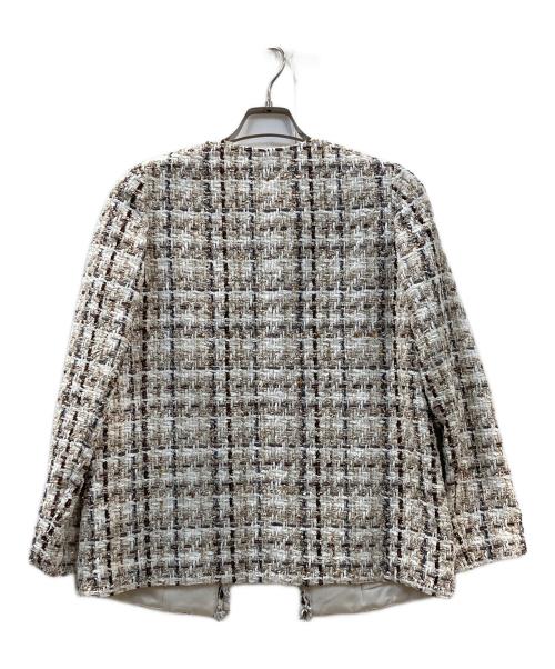 ANAYI（アナイ）ANAYI (アナイ) ラメスラブツイードロング ジャケット ベージュ サイズ:36 未使用品の古着・服飾アイテム