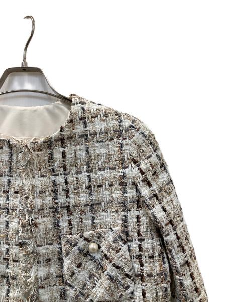 ANAYI（アナイ）ANAYI (アナイ) ラメスラブツイードロング ジャケット ベージュ サイズ:36 未使用品の古着・服飾アイテム