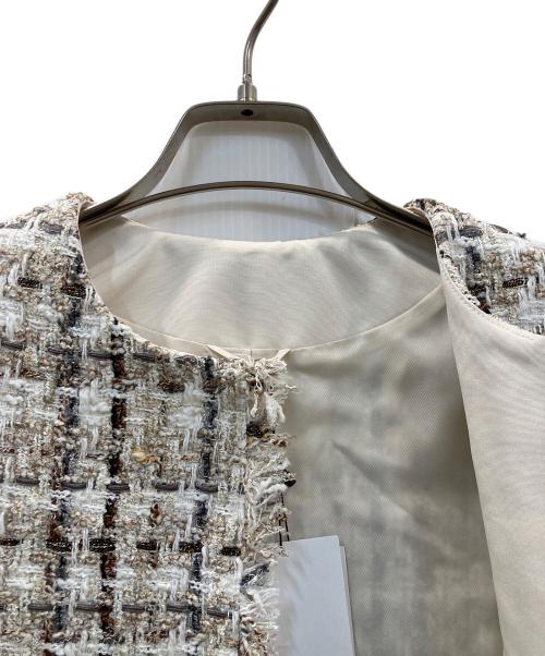 ANAYI（アナイ）ANAYI (アナイ) ラメスラブツイードロング ジャケット ベージュ サイズ:36 未使用品の古着・服飾アイテム