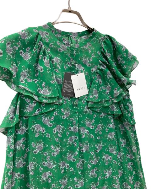 ANAYI（アナイ）ANAYI (アナイ) 花柄フリルシフォンブラウス グリーン サイズ:38 未使用品の古着・服飾アイテム