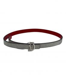 Christian Louboutin（クリスチャン・ルブタン）の古着「CLロゴグリッターベルト」｜シルバー