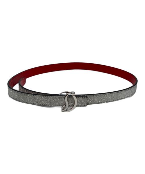 Christian Louboutin（クリスチャン・ルブタン）Christian Louboutin (クリスチャン・ルブタン) CLロゴグリッターベルト シルバー サイズ:85/34の古着・服飾アイテム