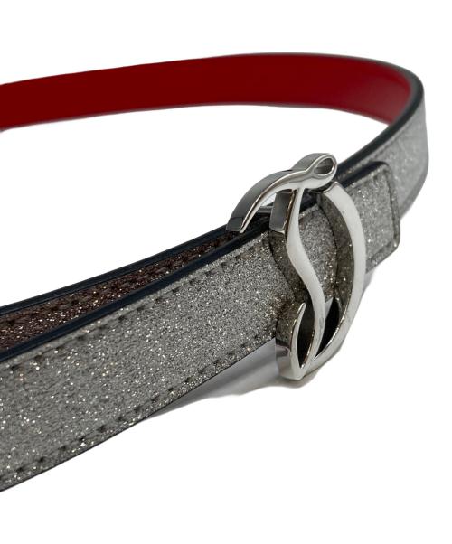 Christian Louboutin（クリスチャン・ルブタン）Christian Louboutin (クリスチャン・ルブタン) CLロゴグリッターベルト シルバー サイズ:85/34の古着・服飾アイテム