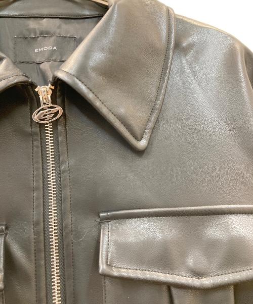 EMODA（エモダ）EMODA (エモダ) フェイクレザーオーバーブルゾン ブラック サイズ:Freeの古着・服飾アイテム