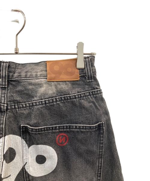9090（9090）9090 (9090) OG Logo Painted Denim Pants ブラック サイズ:Lの古着・服飾アイテム