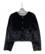 eimy istoireエイミーイストワール）の古着「ゴールドボタンフェイクファージャケット」｜ブラック