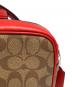 中古・古着 COACH (コーチ) ジェイミー カメラ バッグ・シグネチャー レッド×ブラウン：16000円