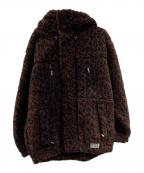 WACKO MARIAワコマリア）の古着「LEOPARD BOA FLEECE HOODED JACKET レオパード ボアフリース フーデッドジャケット」｜ブラウン×ブラック