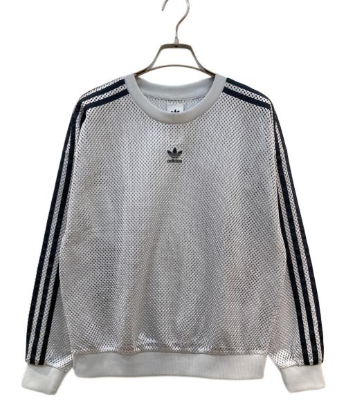 adidas Originals（アディダスオリジナル）adidas originals (アディダスオリジナル) メッシュ クルー スウェット グレー サイズ:Sの古着・服飾アイテム