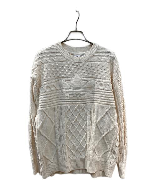 adidas（アディダス）adidas (アディダス) W KNIT TRF SWEATER ベージュ サイズ:Sの古着・服飾アイテム